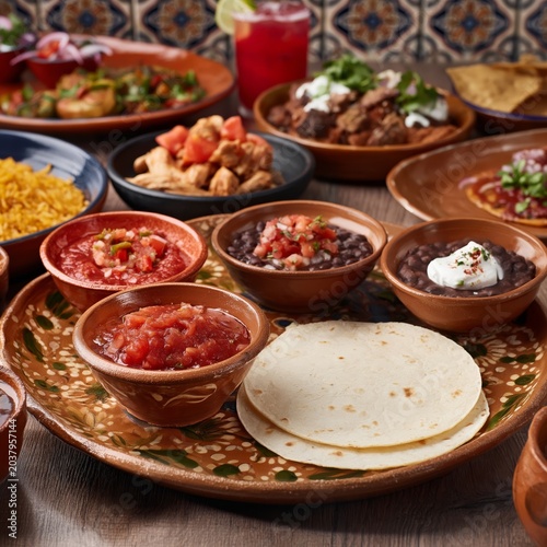 Tacos and Salsa Served With Various Sides During a Meal at a Restaurant in a ...