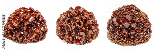 Konstfotografi Set of a heap of fresh raw ground beef mince or finely shredded cooked pulled pork meat texture pile for savory culinary recipes and commercial restaurant menus, isolated white background