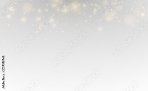 Sparkling golden particles hover above a transparent surface. Festive lights create magical reflections. Perfect PNG for winter designs.