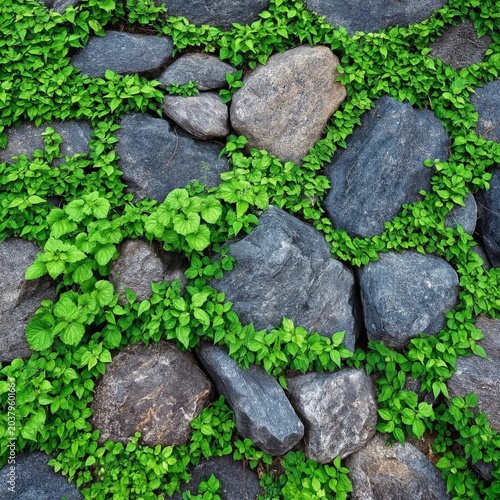 Green Plants Grow on Stone Wall in Park During Sunny Day