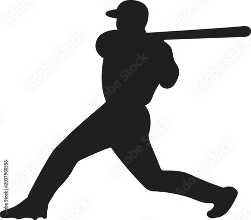 Quadro em tela A baseball player doing batting pose silhouette vector isolated clip art