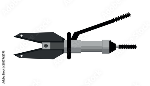 Fotografi Vector illustration of a grey hydraulic rescue cutter with a manual lever handle