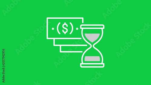 Animated online payment and hourglass icon representing delayed transactions and processing time.
