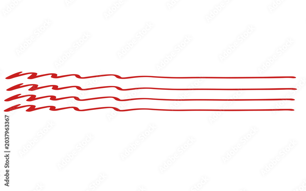 Fototapeta premium Red ink brush strokes on white background, hand drawn wavy lines and artistic paint smears, minimalist crimson marker scribbles for graphic design