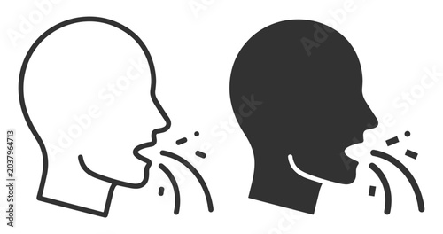 Fotografie outline and filled icons of human head vomiting symbol, health and medical warni