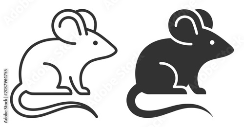 Canvas Print mouse icon set, outline and solid style, animal symbol for web and graphic desig