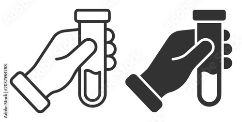 Konstfotografi Hand holding laboratory test tube icon set vector illustration on transparent ba