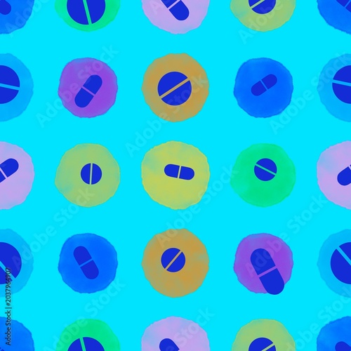 Medicine seamless pills pattern for wrapping paper and doctor clothes and packaging and medical accessories