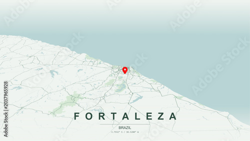 Bilde på lerret Modern minimalist vector map of Fortaleza, Ceara, Brazil