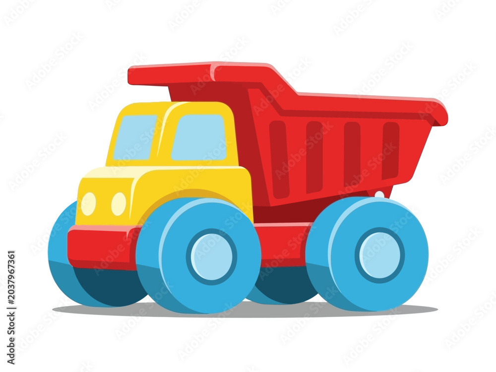 Naklejka premium Brightly Colored Toy Dump Truck Illustration.