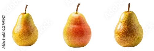 Bild auf Leinwand Ripe Yellow and Red Bartlett Pear Set Isolated on Transparent PNG Background Fre