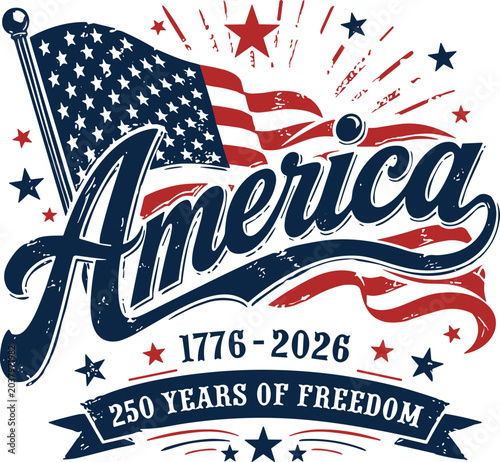 Quadro su tela america 250 years of freedom celebration distorted flag svg png, 4th of july fla