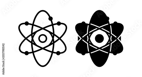 Bild auf Leinwand Atomic Structure Icons, Science Symbols, Physics Illustration, Nuclear Energy Gr