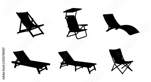 Photos Vector Set: Modern Beach Chairs, Lounge Chairs, Sun Loungers, Outdoor Furniture