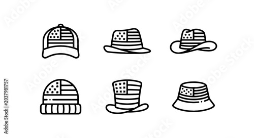 American Flag Hats Collection, Patriotic Headwear Icons, USA Themed Caps & Beanies