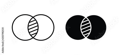 Tableau sur toile Diagram venn vector icon set black filled and outlined style.