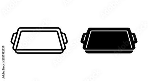 Cuadro en lienzo Baking Sheet Icons, Cookie Pan Vector Graphics, Kitchen Tray Line Art
