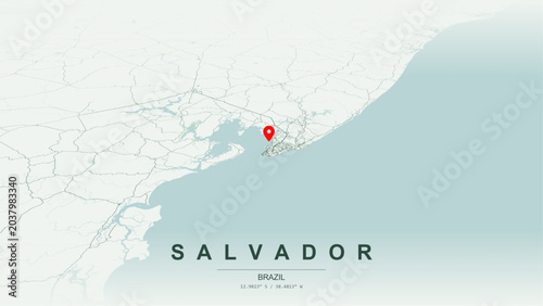 Photos Modern minimalist vector map of Salvador (Salvador da Bahia), Brazil