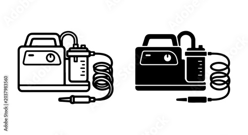 Medical Suction Machine Vector Icons, Portable Aspirator Device, Healthcare Equipment Illustration