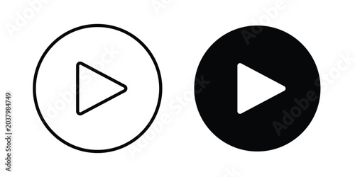 Foto Video play button icon design. Black outline pictogram