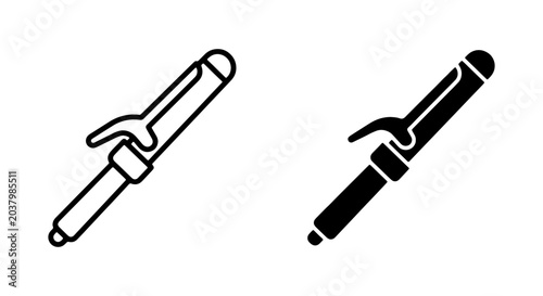 Curling Iron Icons, Hair Styling Tool Vector Set, Beauty Salon Equipment Graphics
