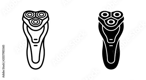 Electric Shaver Icons, Rotary Razor Vector Set, Personal Grooming Tools, Modern Hygiene Device