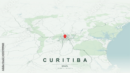 Obraz na płótnie Minimalist vector map of Curitiba, Parana, Brazil
