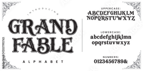 Foto Grand Fable Alphabet Font Vintage Decorative Western Display Typeface For Retro