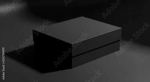 Container with a removable lid rests on a dark surface to function as a clean and professional packaging mockup for high-end jewelry or small electronic device retail presentations.