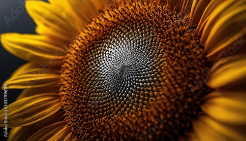 Platinum Sunflower Core Macro with Metallic Seed Texture, Ultra Detailed Luxury Floral Close Up with Dramatic Lighting