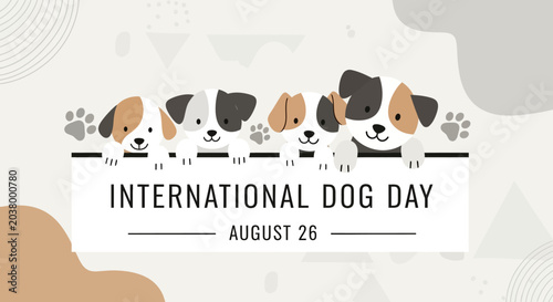 International Dog Day Greeting Card with Cute Puppies Illustration