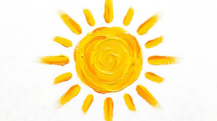 Vibrant yellow sun shining brightly with rays on clear sky background