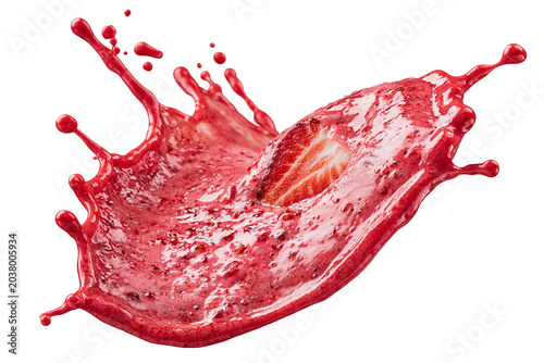 red berry fruit smoothie splash isolated on white transparent background - design element cut-out object