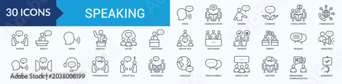 Foto Speaking Icon Set Illustration Vector Outline Style
