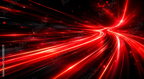 Futuristic Red Speed Light Trails Background with Dynamic Motion and Energy Effect
