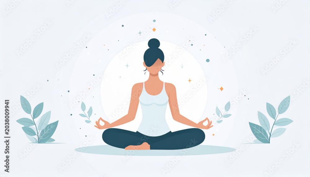 Obraz premium Flat yoga silhouette vector