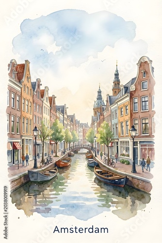 Amsterdam watercolor art