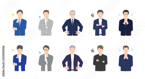 Foto 働く男性：ビジネスマンのシンプルイメージ イラスト素材セット
