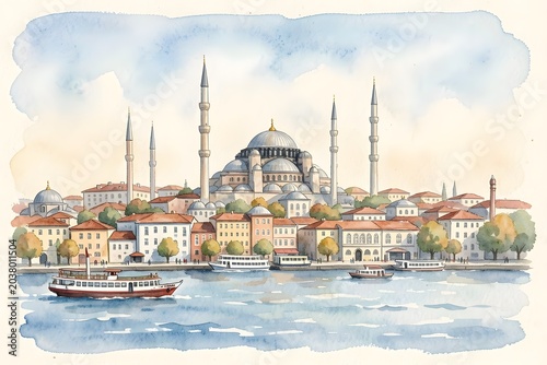 Istanbul watercolor art