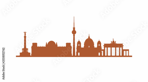 Cuadro en lienzo Minimalist Berlin Skyline Vector Illustration Terracotta Silhouette Flat Design