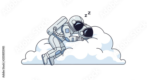 Foto Astronaut sleeping on a cloud, space dream, zero gravity rest