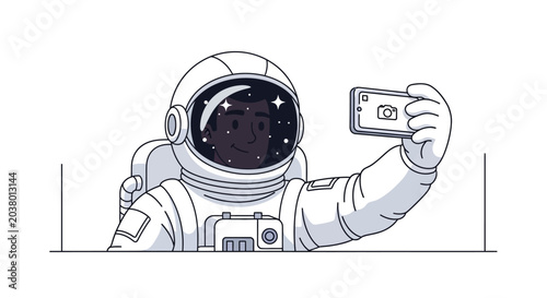 Slika na platnu Astronaut taking a selfie with stars reflected in helmet
