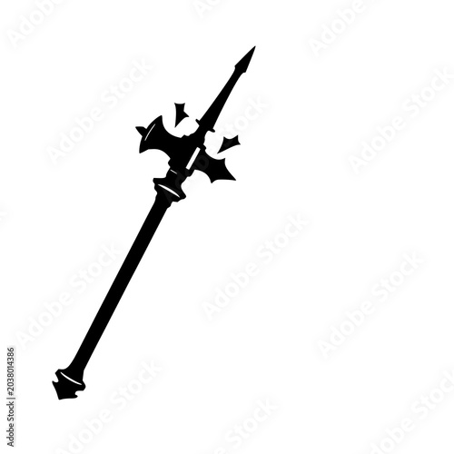 Photos Medieval mace set with solid black silhouette and sharp spike detailing featurin
