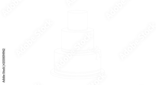 Minimalist Line Art Illustration of a Three-Tier Wedding Cake