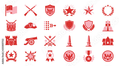 Fotografija Collection of Military and Historical Icons Representing Warfare and Victory