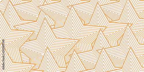 Tableau sur toile A vibrant geometric pattern featuring tightly packed, overlapping five-pointed stars composed of alternating orange and white concentric lines