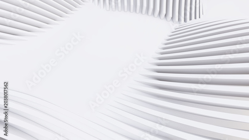 Abstract Curved Shapes. White Circular Background.