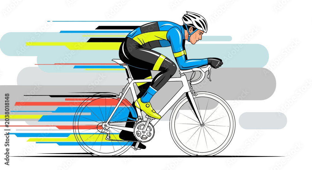 Fototapeta premium Professional Cyclist Riding Bicycle Fast.
