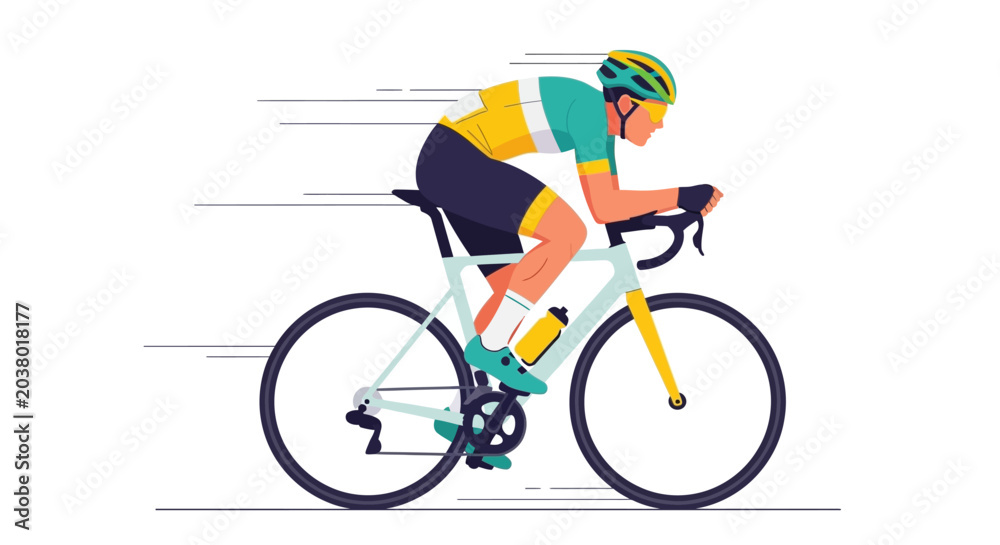 Naklejka premium Cyclist Riding Bicycle Fast Motion.