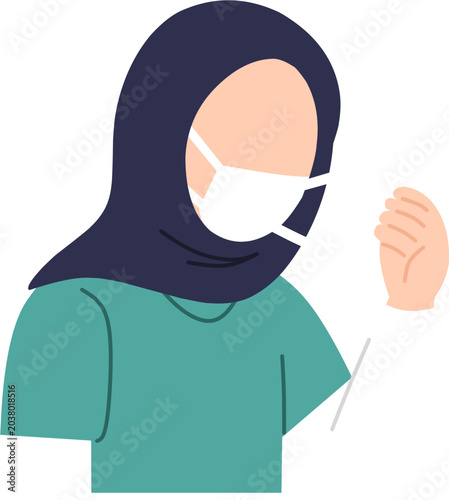 Woman, hijab, mask.